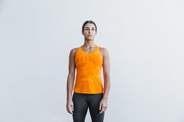 Nobull Racerback Neon Women's Tank Tops Orange Camo | Australia (FL0392)